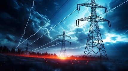 Pylon. Concept of electricity and energy.