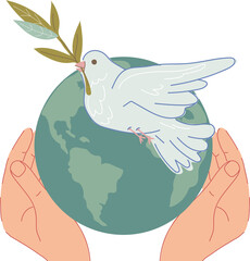 Peace symbol or emblem for World peace day. Symbolism of dove as a sign of peace and no war concept, goodwill idea.