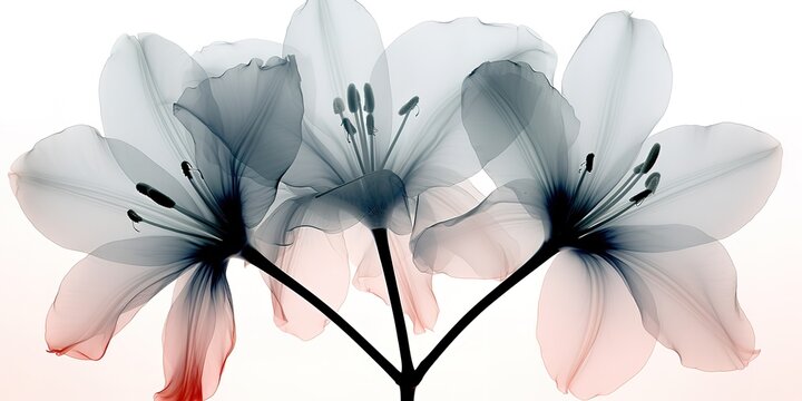 X-ray image of flower isolated on white.