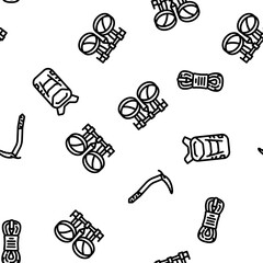 mountaineering tool sport vector seamless pattern thin line illustration