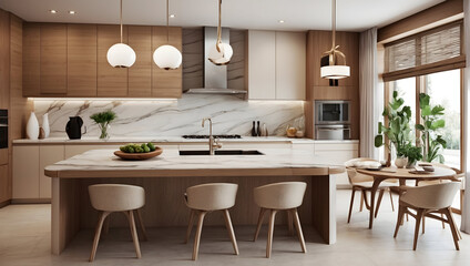 modern kitchen interior with kitchen counter