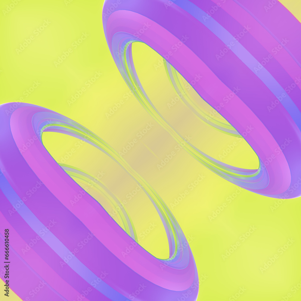 Leinwandbilder bright and colorful background with two round objects in purple. 3d rendering digital illustration