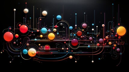 Abstract design of fiber optic cabling as an abstract concept of technology on black background