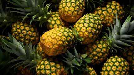 Background full of pineapples occupying the whole picture