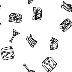 autumn season fall leaf vector seamless pattern thin line illustration