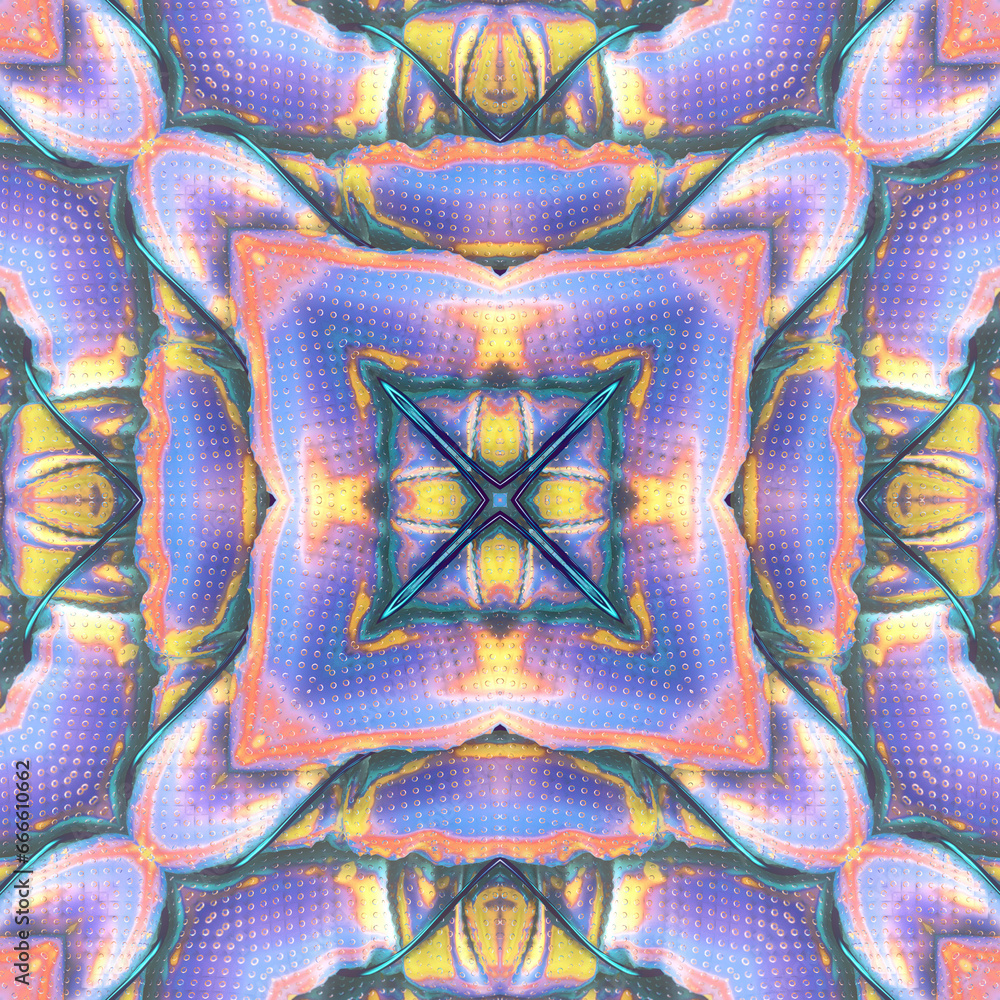 Aufkleber futuristic digital illustration of a pattern of inflated metallized cylinders wrapped in steel wire.