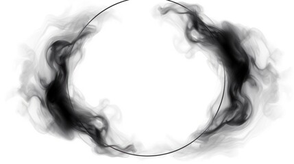 Black smoke circle frame on white background - obrazy, fototapety, plakaty