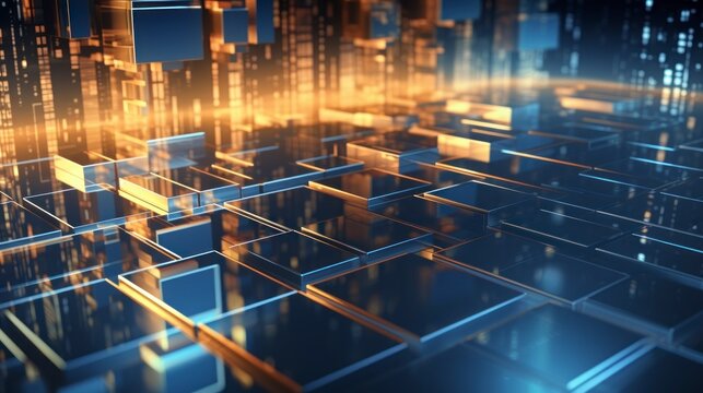 Abstract 3D representation of data storage and data transmission cubes in cyberspace