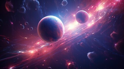 Fantasy cosmic background with planets - obrazy, fototapety, plakaty