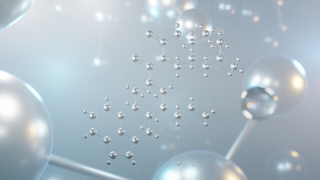 cabergoline molecular structure, 3d model molecule, dopamine receptor agonists, structural chemical formula view from a microscope