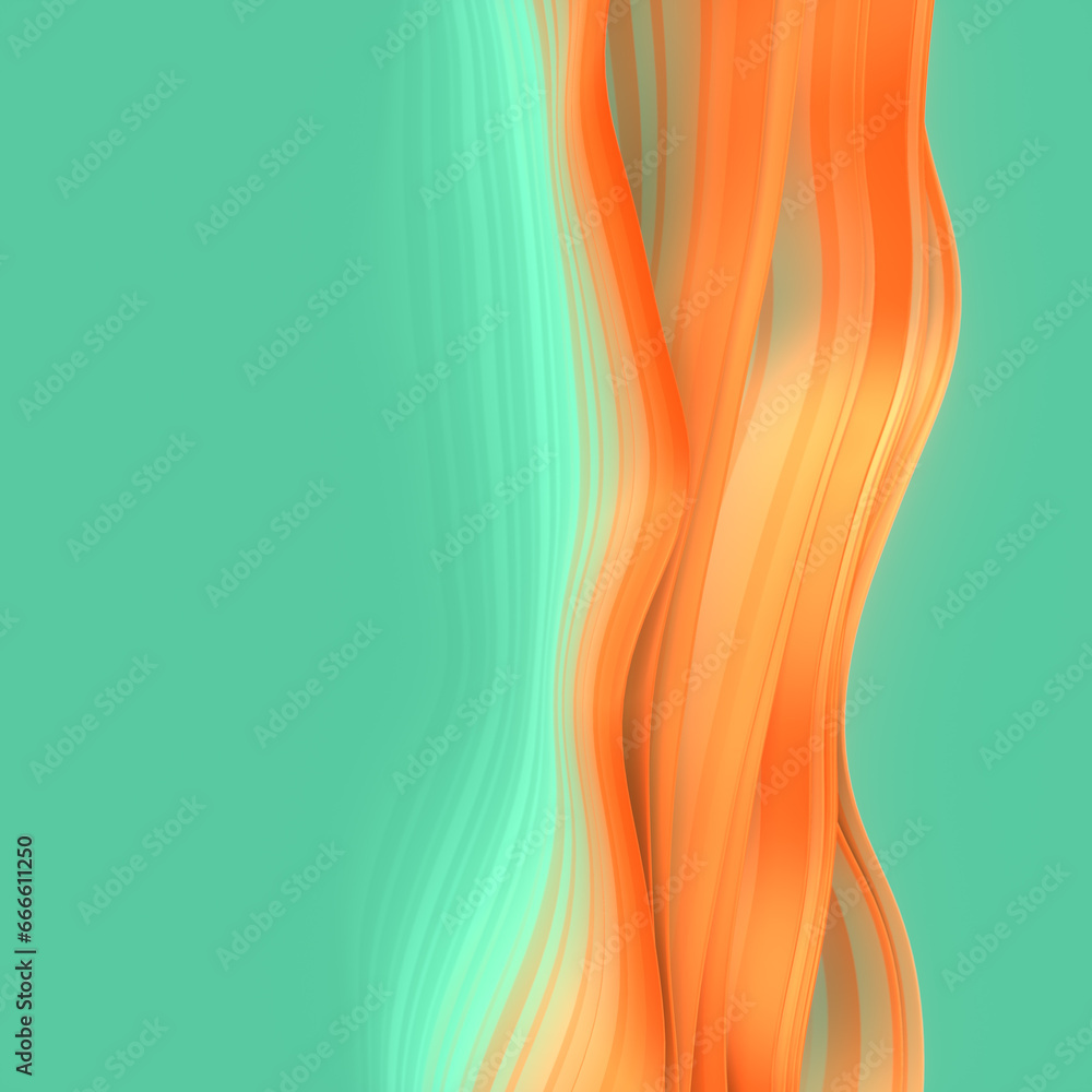 Poster Modern wave background with trendy orange-green wave gradient. Abstract design. 3d rendering digital illustration