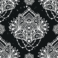 Fox mandala ornament. Vector illustration. Flower Ethnic drawing. Fox animal in Zen boho style. Boho, hippie pattern