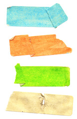 set of empty grungy adhesive price stickers, mulicolored price tags, with free  copy space,...