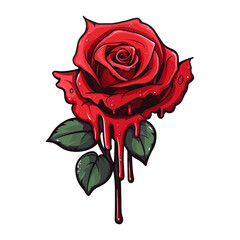 rose blood drop graffiti flower, Bleeding Red Rose Sticker