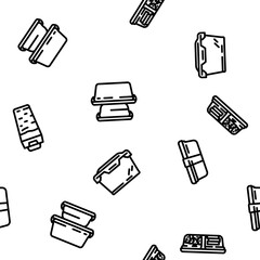 lunch school food box lunchbox vector seamless pattern thin line illustration