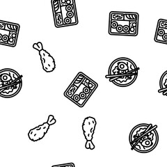 japanese food sushi japan vector seamless pattern thin line illustration