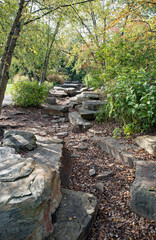 Autumn Nature Scene with Large Gray Boulders 