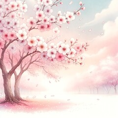 Obraz na płótnie Canvas Sakura Serenade: Enchanting Floral Design in Blush Tones and Gentle Creams