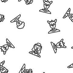 circus carnival vintage show vector seamless pattern thin line illustration