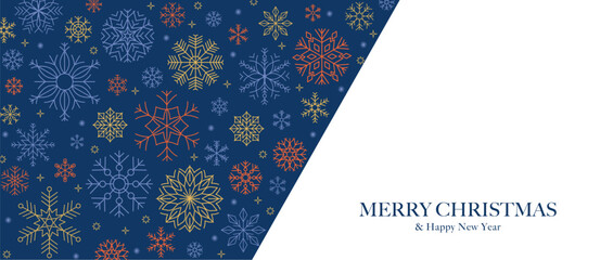 Snowflakes. Winter background with Snowflakes border. Christmas background for greeting card. Vector illustration