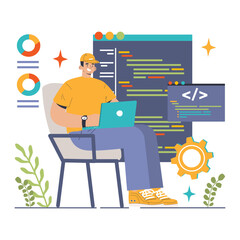 Back-end development. Coding, software engineering or programming