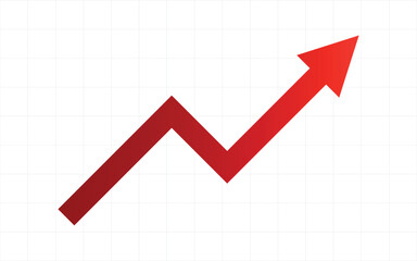 red arrow pointing up grow business financial profit graph grid background gradient red