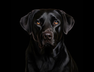 Portrait eines Labradors vor schwarzem Hintergrund, Hund, erstellt mit generativer KI