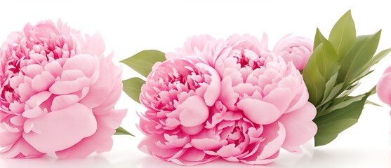 Boquet of Peonies on plain white background from Generative AI