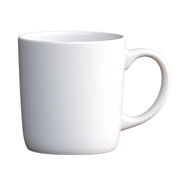 White coffee mug isolated on transparent background with Clipping path PNG