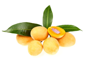 Sweet Marian plum thai fruit isolated on white background (Mayongchid Maprang Marian Plum and Plum...