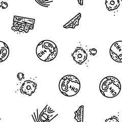 mars planet science space cosmos vector seamless pattern thin line illustration