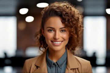 Confident smile, Business woman leading the  Conference