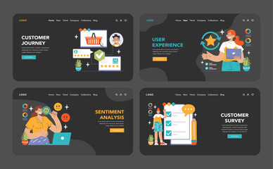 Customer feedback web banner or landing page dark or night mode