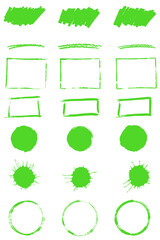 Handgemalte Formen, Umrandungen, Hintergründe und Farbkleckse in grün