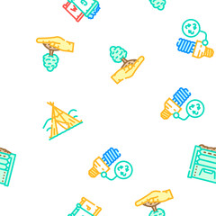 green living eco vector seamless pattern thin line illustration