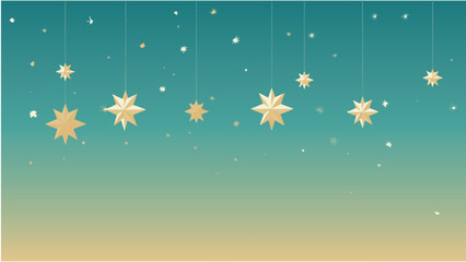 Fototapeta na wymiar Étoiles de Noël accrochées sur fond nocturne bleu glacial, ia générative