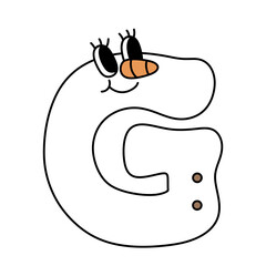 Letter h cute  60s 70s groovy retro vintage smiley snowman letter font  winter alphabet christmas xmas festive