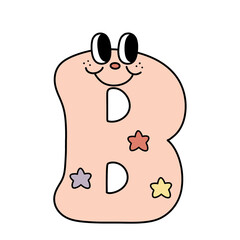 Letter b cute  60s 70s groovy retro vintage smiley snowman  starletter font  winter alphabet christmas xmas festive