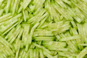 Sliced fresh cucumbers top view