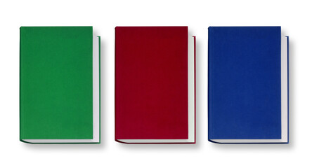 different colored books, isolated