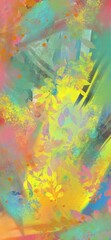 bright abstract autumn background. Wallpaper for your phone. Hand-drawn digital drawing. Strokes, splashes, stains, leaves