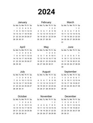 Calendar 2024, 2025, 2026, 2027 week start Sunday design template for your business. Vector illustration