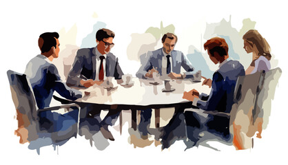 Business Meeting Arbeiten Firma Unternehmen Watercolor Vektor - obrazy, fototapety, plakaty