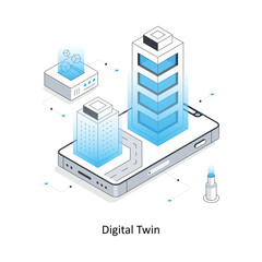 Digital Twin isometric stock illustration. EPS File
