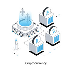 Cryptocurrency isometric stock illustration. EPS File