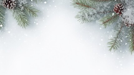Fototapeta na wymiar Christmas composition with snow and spruce branches space for text