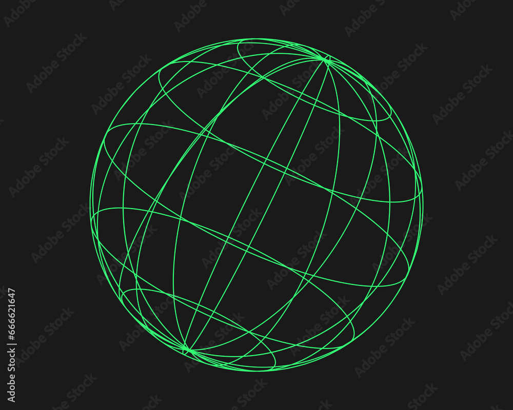 Poster cyber geometry y2k element. cyberpunk shape. isolated style on black background. vector trendy illus