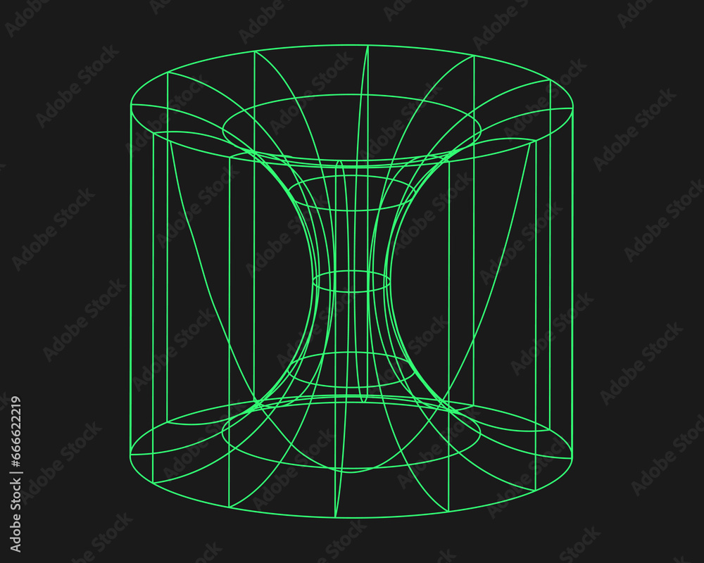 Poster cyber geometry y2k element. cyberpunk shape. isolated style on black background. vector trendy illus