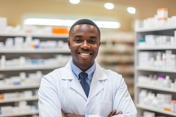 pharmacist standing at the medicine counter