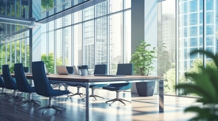 Fototapeta premium Empty office open space interior. Business conference company background